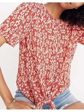 Madewell Button-back Tie Tee in Full Bloom Sz Large